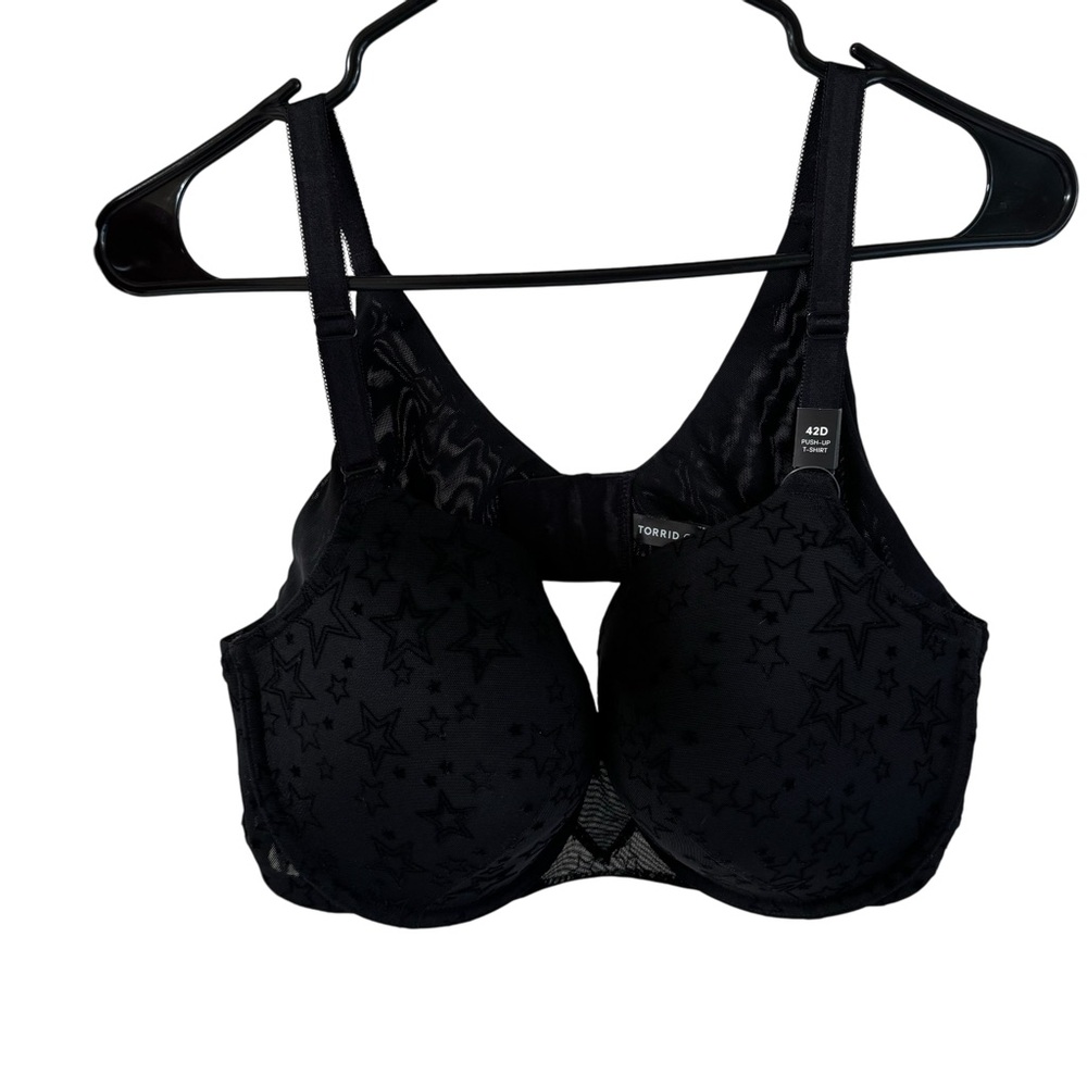 NWT Torrid Curve 42D Push-Up T-Shirt Black Stars Bra